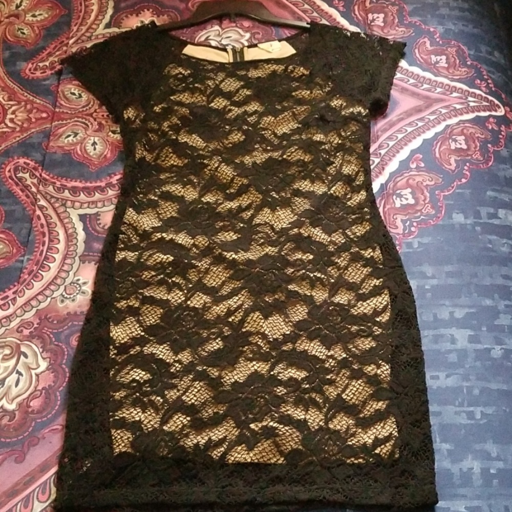Sexy Mini Dress with Nude Lining